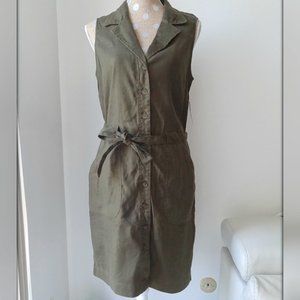 LEVEL 99 Olive Green Shirt Dress Tie Waist dress L